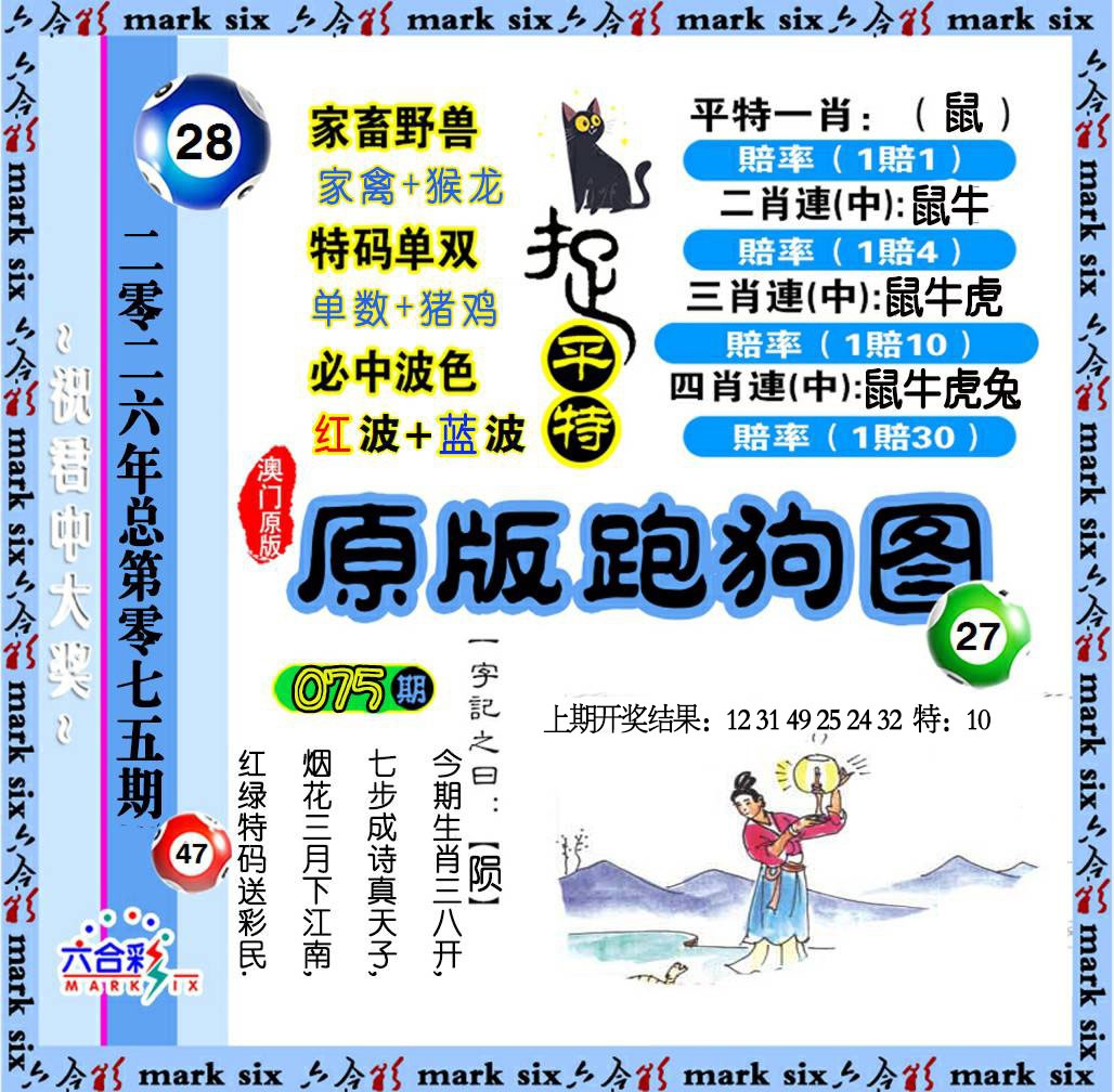 075期原版跑狗图[图]